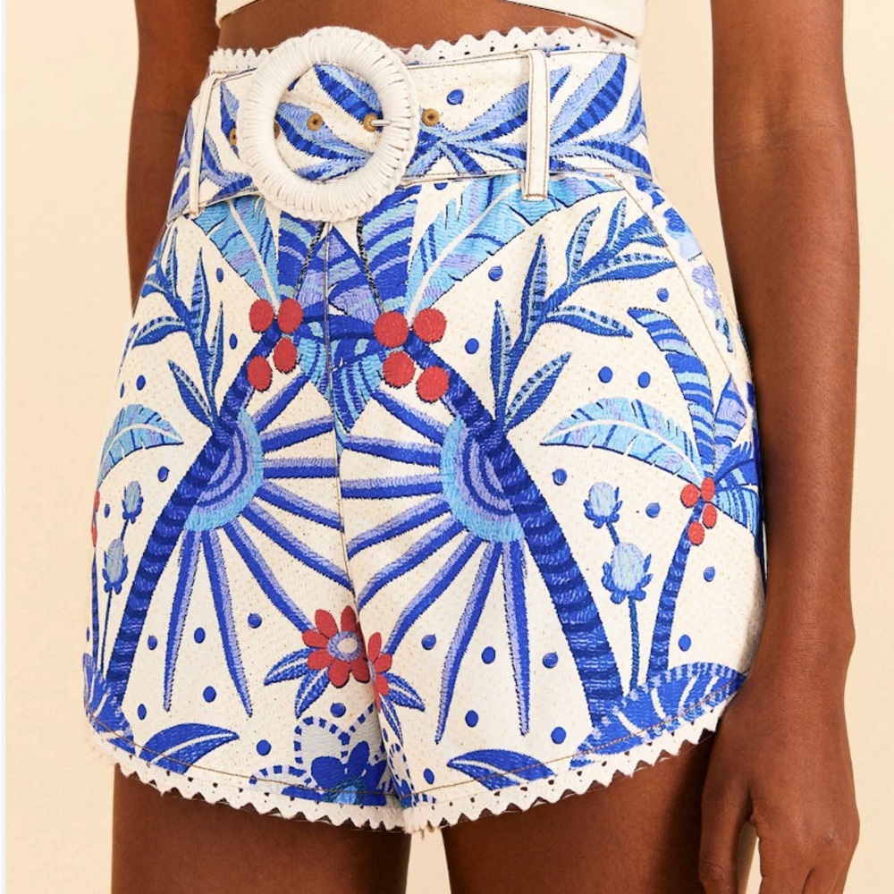 Farm Rio Jungle Chic Belted Shorts Size XS